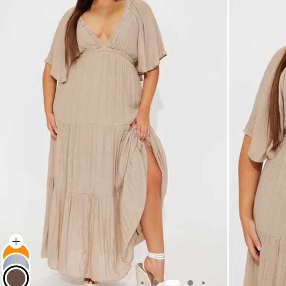 Elena Ruffle Maxi Dress - Mocha - Picture 1 of 3
